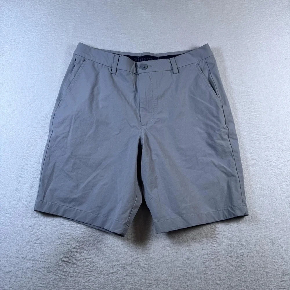 Vineyard Vines On The Go Shorts Mens 30 Gray 9 In Inseam Chino Stretch Casual